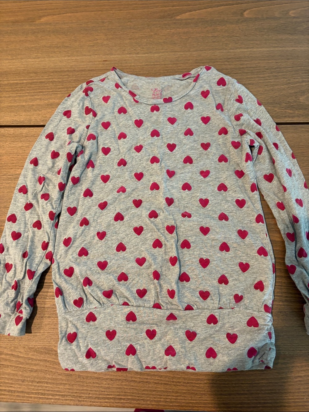 The Children's Place Gray Long Sleeve Tee with Pink Heart Print